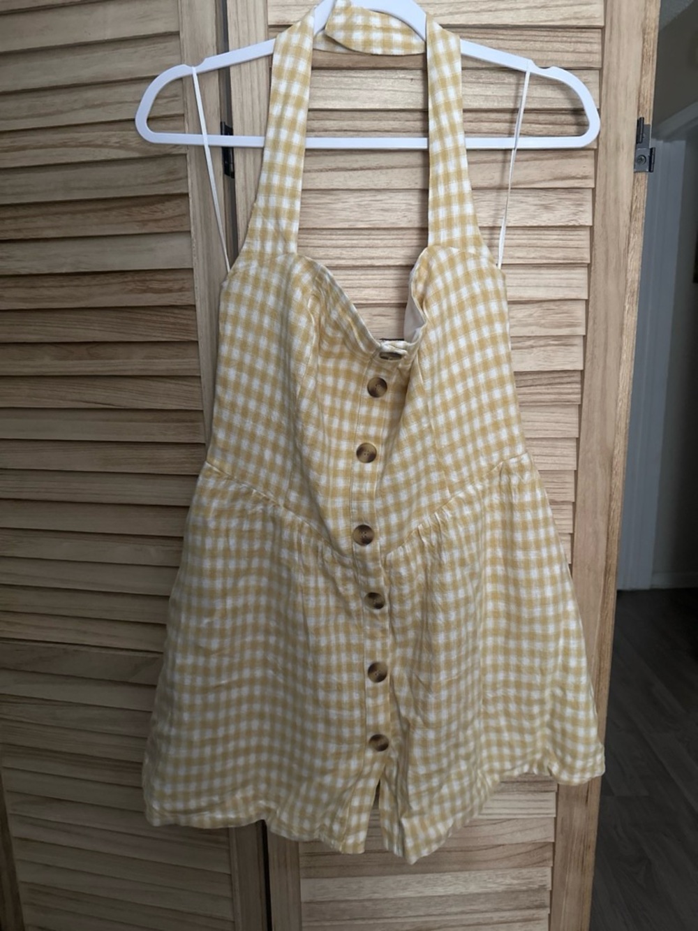Camila Coelho Yellow Gingham Halter Dress